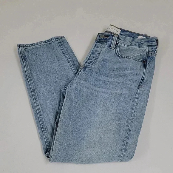 Denim Forum The Ex Boyfriend High Waisted Tapered Relaxed Mid Blue Wash - Picture 2 of 15